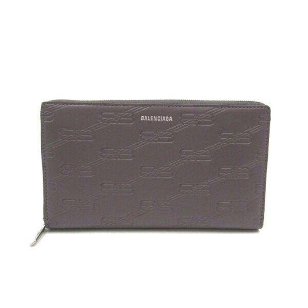 Balenciaga Leather Round Wallet Gray