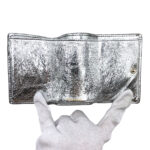 Balenciaga Silver Leather Tri-Fold Wallet