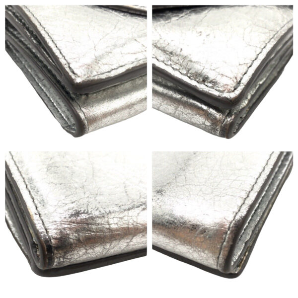 Balenciaga Silver Leather Tri-Fold Wallet