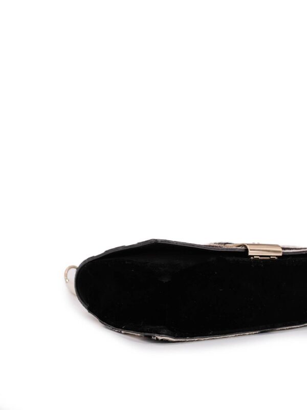 Yves Saint Laurent Calf Hair Double Horn Mombassa Bag Black White