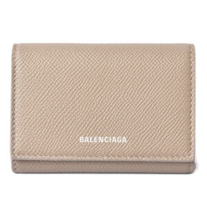 Balenciaga Leather Card Case/Coin Case Light Brown
