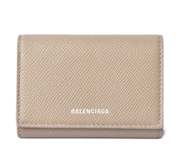 Balenciaga Leather Card Case/Coin Case Light Brown