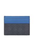 Bottega Veneta Intrecciato Two-Tone Card Wallet Blue Black