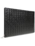 Bottega Veneta Intrecciato Zipper Leather Clutch Bag Black