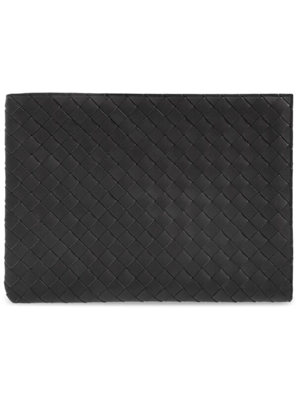 Bottega Veneta Intrecciato Half Zip Clutch Bag Grey