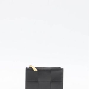 Bottega Veneta Intrecciato Cassette Zipper Card Wallet Black