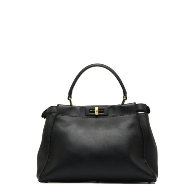 Fendi Peekaboo Handbag 8BN290 Black Leather