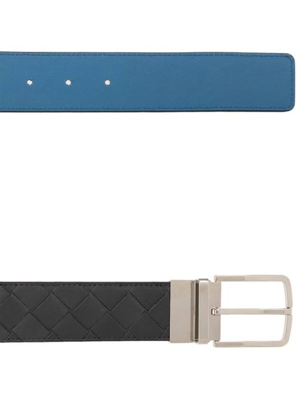 Bottega Veneta Intrecciato Reversible Leather Belt Black Blue