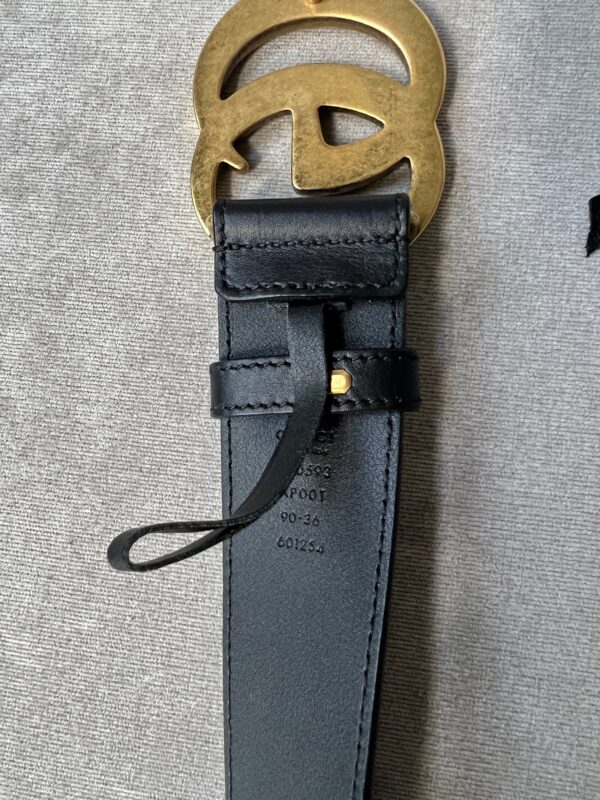 Gucci GG 2015 Re edition Marmont Black Wide Leather Belt with Gold Buckle