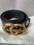Gucci GG 2015 Re edition Marmont Black Wide Leather Belt with Gold Buckle