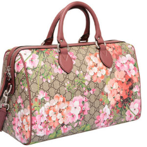 (WMNS) GUCCI GG Blooms Logo Printing Canvas Boston Ebony / Pink Handbag 409527-KU2IN-8693