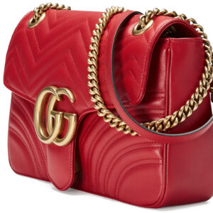 (WMNS) GUCCI GG Marmont Gold Logo Distress Leather Chain Shoulder Messenger Bag Red Classic 443496-DTDIT-6433
