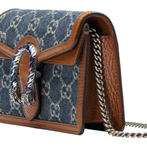(WMNS) GUCCI Dionysus Logo Denim Messenger Bag Gray Blue / Brown Retro 476432-2KQFN-4483