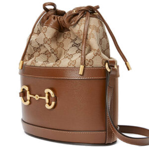 (WMNS) GUCCI Button1955 Series Drawstring Bag Single Shoulder Bag Brown 602118-1DBUG-2363