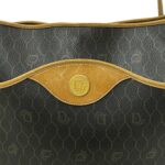 Christian Dior Tote Bag Black Brown Honeycomb Shoulder PVC Leather Ladies