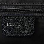 CHRISTIAN DIOR Tote Bag Embroidered Trotter Flower Embroidery Black