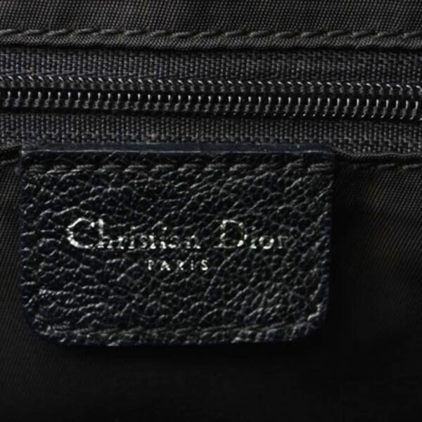 CHRISTIAN DIOR Tote Bag Embroidered Trotter Flower Embroidery Black