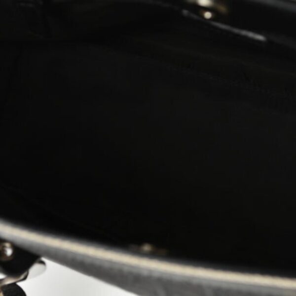 CHRISTIAN DIOR Tote Bag Embroidered Trotter Flower Embroidery Black