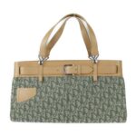 Christian Dior Trotter Handbag BM 0061 Canvas Calf Leather Green Light Brown Series Silver Hardware Denim Design Tote Bag