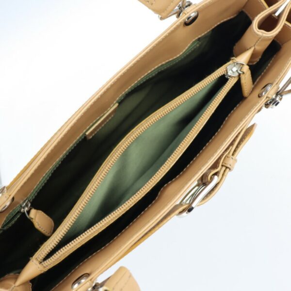 Christian Dior Trotter Handbag BM 0061 Canvas Calf Leather Green Light Brown Series Silver Hardware Denim Design Tote Bag