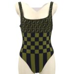 FENDI Zucca Pattern Swimwear Swimsuit Black Khaki #42