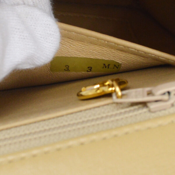 CHANEL 1989-1991 Double Turnlock Handbag Beige Lambskin