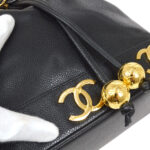 CHANEL 1990s Triple CC Drawstring Bag Black Caviar