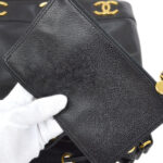 CHANEL 1990s Triple CC Drawstring Bag Black Caviar