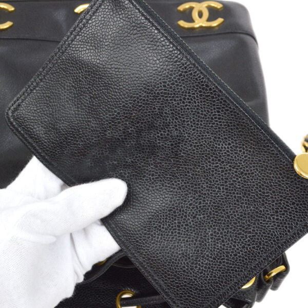 CHANEL 1990s Triple CC Drawstring Bag Black Caviar