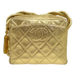 CHANEL 1996-1997 Gold Lambskin Camera Bag Mini
