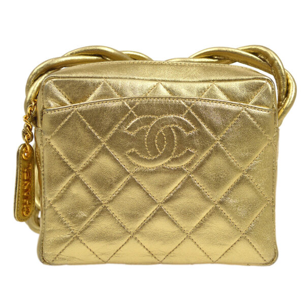 CHANEL 1996-1997 Gold Lambskin Camera Bag Mini