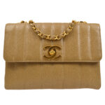 CHANEL * 1994-1996 Straight Flap Jumbo Vertical Brown Caviar