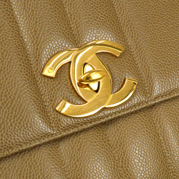 CHANEL * 1994-1996 Straight Flap Jumbo Vertical Brown Caviar