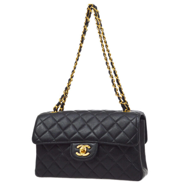CHANEL 1996-1997 Both Side Classic Flap Small Black Caviar