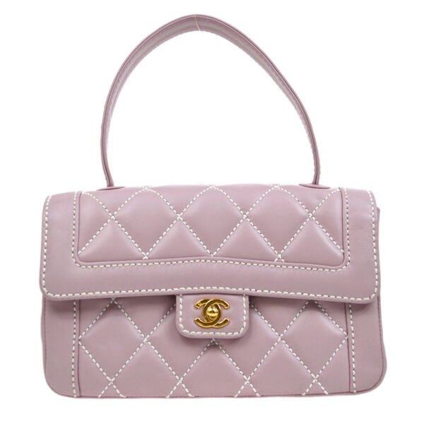 CHANEL 2004-2005 Wild Stitch Handbag Lilac Calfskin