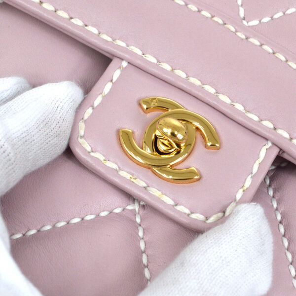 CHANEL 2004-2005 Wild Stitch Handbag Lilac Calfskin
