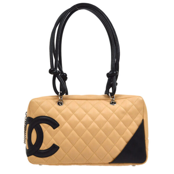 CHANEL 2004-2005 Cambon Ligne Bowling Bag Beige Calfskin