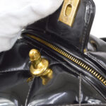 CHANEL 1995 Heart Mirror Vanity Handbag Black Patent Leather