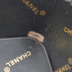 CHANEL 1995 Heart Mirror Vanity Handbag Black Patent Leather