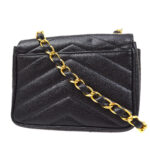 CHANEL 1994-1996 Chevron Letter Flap Mini Black Caviar