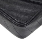 CHANEL 1994-1996 Chevron Letter Flap Mini Black Caviar