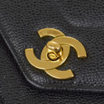 CHANEL 1994-1996 Chevron Letter Flap Mini Black Caviar