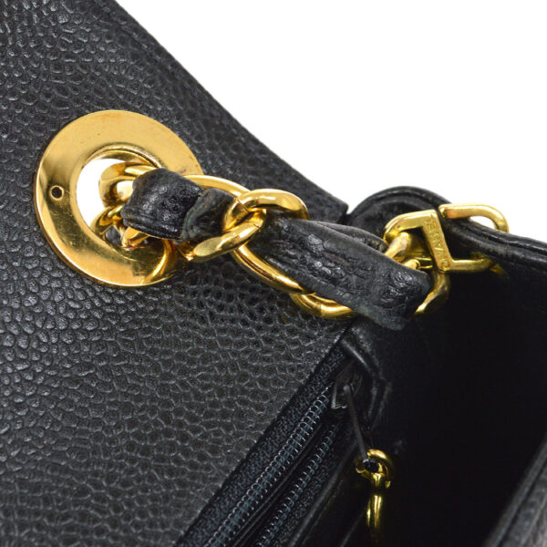 CHANEL 1994-1996 Chevron Letter Flap Mini Black Caviar