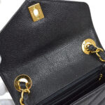 CHANEL 1994-1996 Chevron Letter Flap Mini Black Caviar