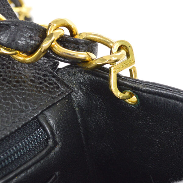 CHANEL 1994-1996 Chevron Letter Flap Mini Black Caviar