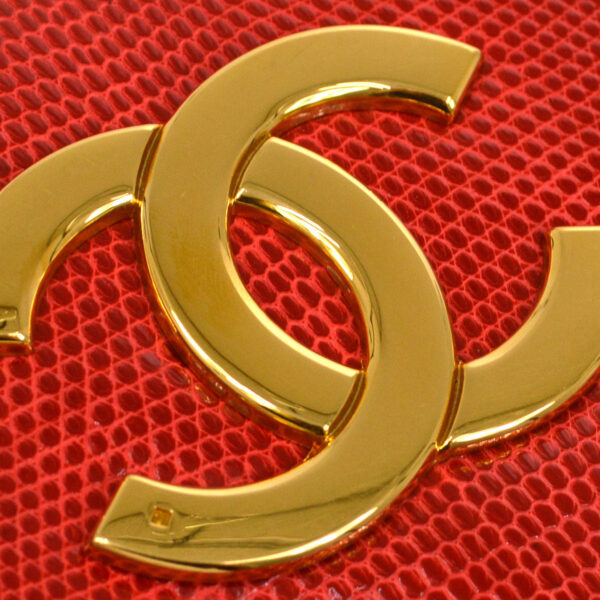CHANEL * 1986-1988 Big CC Pointed Flap Mini Red Lizard