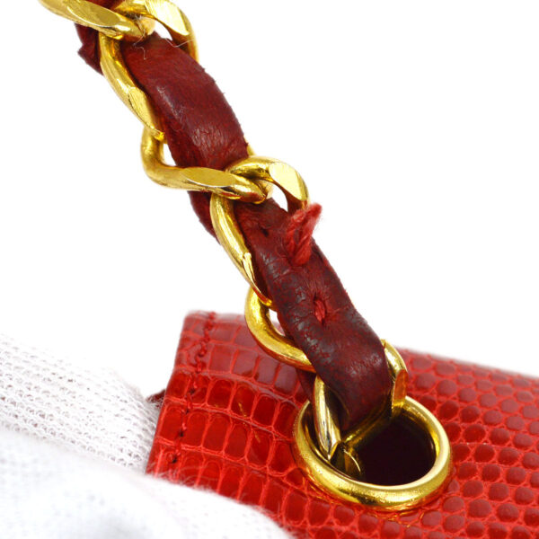 CHANEL * 1986-1988 Big CC Pointed Flap Mini Red Lizard