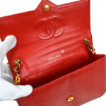 CHANEL * 1986-1988 Big CC Pointed Flap Mini Red Lizard