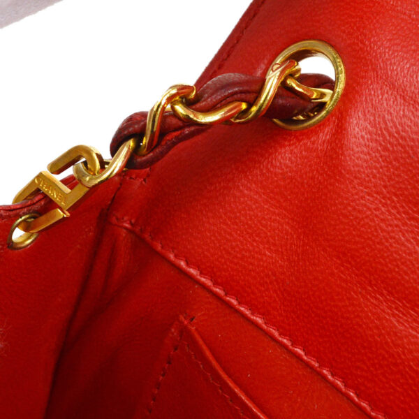 CHANEL * 1986-1988 Big CC Pointed Flap Mini Red Lizard