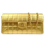 CHANEL 2001 Choco Bar East West Gold Lambskin